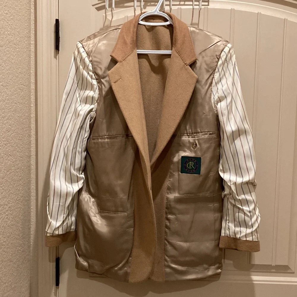 Club Room Men’s Sz 40 Blazer Sport Coat Jacket Beige Tan 2 Button Lined Pockets